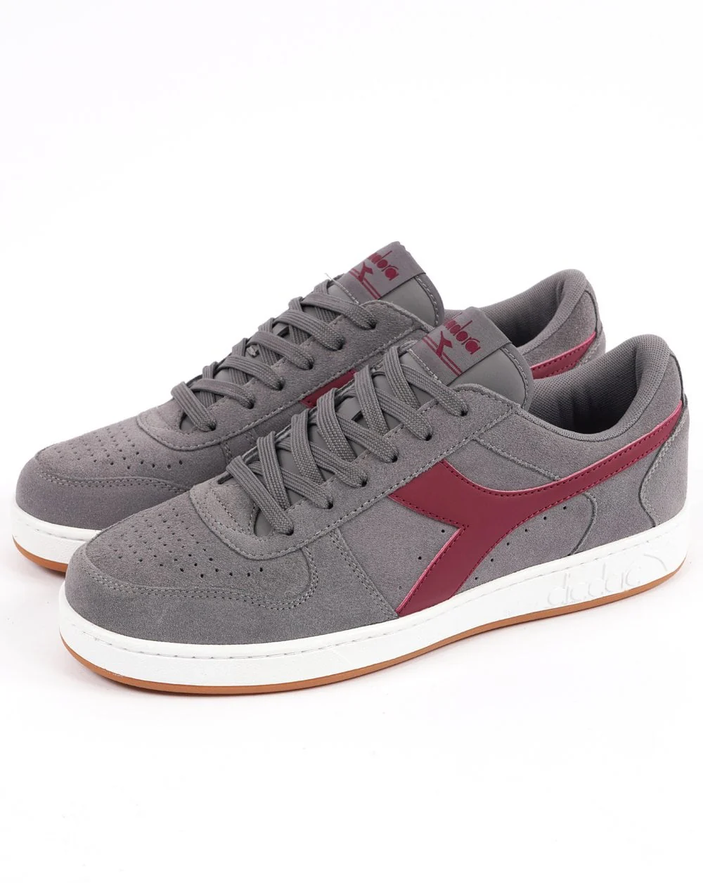 Diadora MB Elite Wildledertrainer Grau Burgund - Image 3