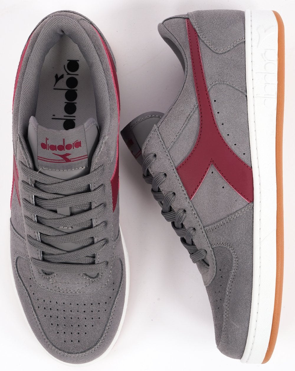 Diadora MB Elite Wildledertrainer Grau Burgund - Image 5
