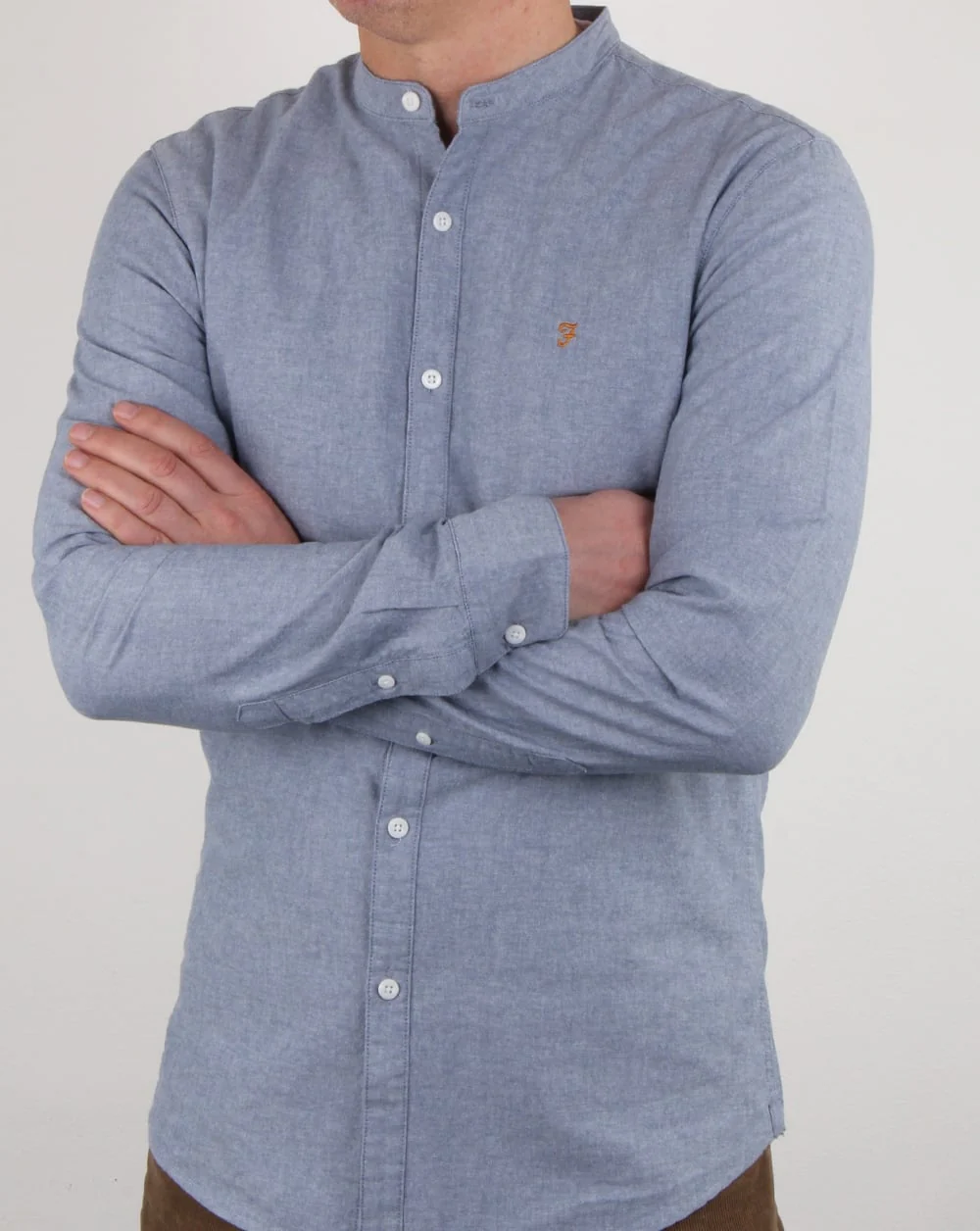 Farah – Chramer – Grandad-Hemd, Blau meliert - Image 4