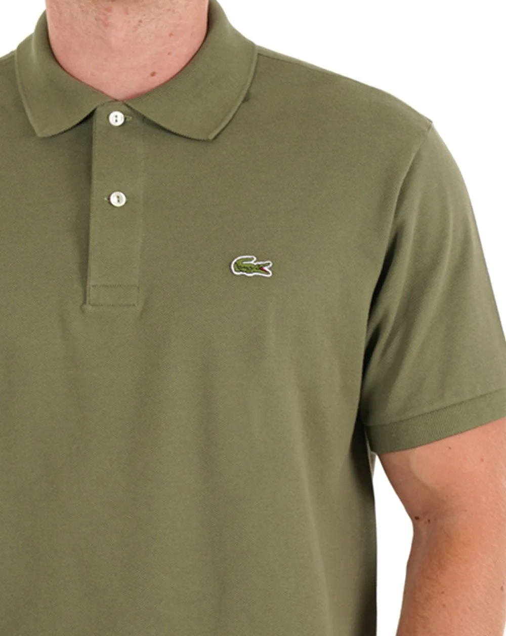 Lacoste – Klassisches Poloshirt in Khakigrün - Image 3